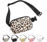 Favuit Mini riñonera para mujer, riñonera cruzada ligera y moderna con correa ajustable para viajes, senderismo, festivales, artículos esenciales para el día a día, Impresión de leopardo, Talla única