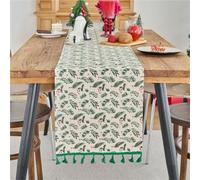 FAWFCJD Camino De Mesa Navideño, Mantel Largo con Borlas, Estampado 3D Retro, Jacquard Rojo, Ideal For El Invierno. También Sirve como Individual, Tapete Grueso Y Perfecto For Las Fiestas(33 * 240cm)