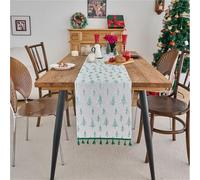 FAWFCJD Camino De Mesa Navideño, Mantel Largo con Borlas, Estampado Retro Árbol 3D, Jacquard Rojo, Ideal For El Invierno. También Sirve como Individual, Tapete Grueso (33 * 140cm)