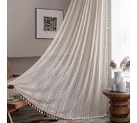 FAWFCJD Cortinas De Algodón Estilo Bohemio, Ventana Semiopaca, Decoración Bohemia, Cortinas De Encaje De Ganchillo, Encaje Macramé, Borlas Vintage Semitransparentes, Cortinas(Size:150x60cm)