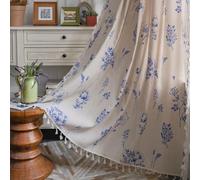 FAWFCJD Cortinas Vintage Boho con Borla Estampado Botánico Cortina De Ventana Semiopaca Cortinas Oscurecedoras Lino Algodón Cortinas Decorativas con Bolsillo For Barra Cortinas(150x260cm)