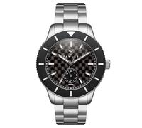 Fawler by Trendhim | Reloj de buceo de titanio cepillado de fibra de carbono de edición limitada | esfera de 24 horas y cuarzo VH60 | resistente al agua hasta 100 metros | Diseño danés, plata