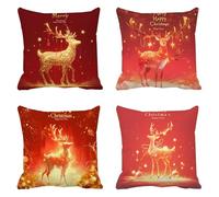 Fawn Funda Cojin 45 x 45 Juego de 4 Navidad Cojines Sofa Lino Funda de Almohada Cojines Decorativos, Cojin Infantil Pillow Case Cuadrado Cushion Covers Almohada Sofa, Home Decoration a-552