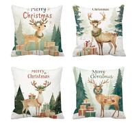 Fawn Funda Cojin 45 x 45 Juego de 4 Navidad Cojines Sofa Terciopelo Funda de Almohada Cojines Decorativos, Cojin Infantil Pillow Case Cuadrado Cushion Covers Almohada Sofa, Home Decoration a-550
