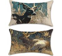 Fawn Funda Cojin 60x90 Otoño Cojines Sofa Terciopelo Cojines Exterior Juego de 2 Rectangular Funda de Almohada, Cushion Covers Almohada Sofa con Cremallera Invisible, para Interior y Exteriores z-567