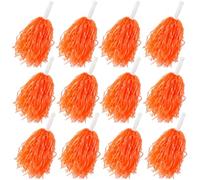 Faxco Paquete de 12 pompones de plástico para animadoras, deportes, baile, animadora, pompones de plástico para enraizadores, squard de animación, equipo de animación (naranja)