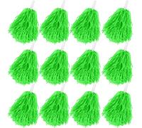 Faxco Paquete de 12 pompones de plástico para animadoras, deportes, baile, animadora, pompones de plástico para aficionados, equipo de animadoras, equipo de animación (verde)