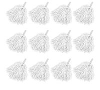Faxco Paquete de 12 Pompones de plástico para animadoras, Deportes, Baile, Animadora, Pompones de plástico para Aficionados, Equipo de animadoras, Equipo de animación (Blanco)