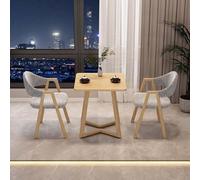 FAXJRU 60CM Juego de Mesa de Comedor Cuadrada con Sillas,Mesa de Cocina Moderna y Juego de 2 Sillas,Combinación de Mesa Recepción y Silla(Wood Color Table,G)