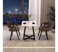 FAXJRU 60CM Juego de Mesa de Comedor Cuadrada con Sillas,Mesa de Cocina Moderna y Juego de 2 Sillas,Combinación de Mesa Recepción y Silla(White Table,F)