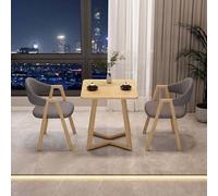 FAXJRU 60CM Juego de Mesa de Comedor Cuadrada con Sillas,Mesa de Cocina Moderna y Juego de 2 Sillas,Combinación de Mesa Recepción y Silla(Wood Color Table,F)