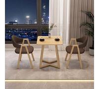 FAXJRU 60CM Juego de Mesa de Comedor Cuadrada con Sillas,Mesa de Cocina Moderna y Juego de 2 Sillas,Combinación de Mesa Recepción y Silla(Wood Color Table,A)