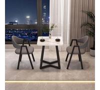 FAXJRU 60CM Juego de Mesa de Comedor Cuadrada con Sillas,Mesa de Cocina Moderna y Juego de 2 Sillas,Combinación de Mesa Recepción y Silla(White Table,H)