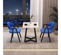 FAXJRU 60CM Juego de Mesa de Comedor Cuadrada con Sillas,Mesa de Cocina Moderna y Juego de 2 Sillas,Combinación de Mesa Recepción y Silla(White Table,B)