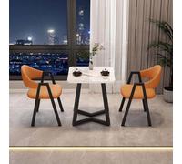 FAXJRU 60CM Juego de Mesa de Comedor Cuadrada con Sillas,Mesa de Cocina Moderna y Juego de 2 Sillas,Combinación de Mesa Recepción y Silla(White Table,D)