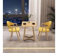 FAXJRU 60CM Juego de Mesa de Comedor Cuadrada con Sillas,Mesa de Cocina Moderna y Juego de 2 Sillas,Combinación de Mesa Recepción y Silla(Wood Color Table,C)