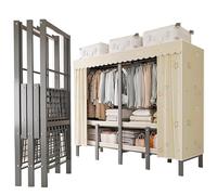 FAXJRU Armario de Tela Plegable, Armario Portátil de Ropa de Tela, Estantes Organizador de Almacenamiento de Ropa de Tela con Riel para Colgar(170cm/66.9in)