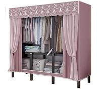 FAXJRU Armario de Tela Plegable, Estante de Almacenamiento de pie para Colgar Ropa, Adecuado Ropero, Burro Organizar para Dormitorio y Sala de Estar(Pink,41.2x67in/105x170cm)