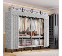 FAXJRU Armario de Tela Plegable, Estante de Almacenamiento de pie para Colgar Ropa, Adecuado Ropero, Burro Organizar para Dormitorio y Sala de Estar(203x52x172cm/80x20.4x67.7in)