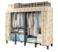 FAXJRU Armario De Tela Plegable, Perchero De Ropa De Tela Portátil con Barra para Colgar, Armarios Dormitorio, Trastero Portatil Burro, Organizador De Ropa De Metal(Yellow,241cm/94.9in)