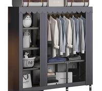 FAXJRU Armario Plegable, Perchero De Tela Plegable 163 X 45 X 170 cm, Organizador De Ropa De Tela Portátil con Cremallera Y Barra para Colgar, para Casas De Alquiler Y Pasillos(A)