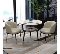 FAXJRU Juego de Mesa de Comedor Redonda con Sillas, Mesa de Conferencias Moderna Y Juego de 2 Sillas, Combinación de Mesa Recepción y Silla Decoración de Balcón Estar Negociación(Off-White)