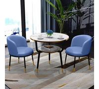 FAXJRU Juego de Mesa de Comedor Redonda con Sillas, Mesa de Conferencias Moderna Y Juego de 2 Sillas, Combinación de Mesa Recepción y Silla Decoración de Balcón Estar Negociación(Dark Blue)