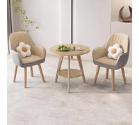 FAXJRU Juego de Mesa de Comedor Redonda con Sillas, Mesa de Moderna y Juego de 2 látex Sillas, Combinación de Mesa Recepción, Almohadas en Forma de Flores con Colores aleatorios(Khaki)