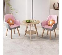 FAXJRU Juego de Mesa de Comedor Redonda con Sillas, Mesa de Moderna y Juego de 2 látex Sillas, Combinación de Mesa Recepción, Almohadas en Forma de Flores con Colores aleatorios(Light Pink)