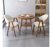 FAXJRU Juego De Mesa De Comedor Redonda con Sillas, Mesa Moderna Y 2 Sillas,Combinación De Mesa Recepción(White A,60cm/23.6in)