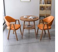 FAXJRU Juego De Mesa De Comedor Redonda con Sillas, Mesa Moderna Y 2 Sillas,Combinación De Mesa Recepción(Orange B,60cm/23.6in)
