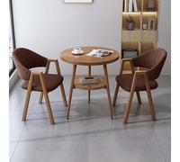 FAXJRU Juego De Mesa De Comedor Redonda con Sillas, Mesa Moderna Y 2 Sillas,Combinación De Mesa Recepción(Brown A,60cm/23.6in)