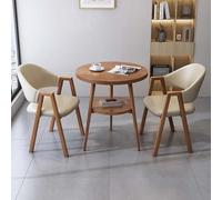 FAXJRU Juego De Mesa De Comedor Redonda con Sillas, Mesa Moderna Y 2 Sillas,Combinación De Mesa Recepción(Khaki,70cm/27.6in)