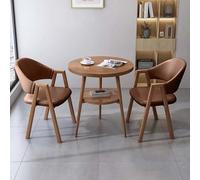 FAXJRU Juego De Mesa De Comedor Redonda con Sillas, Mesa Moderna Y 2 Sillas,Combinación De Mesa Recepción(Brown B,60cm/23.6in)