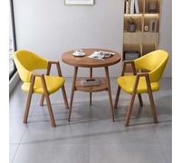 FAXJRU Juego De Mesa De Comedor Redonda con Sillas, Mesa Moderna Y 2 Sillas,Combinación De Mesa Recepción(Yellow A,60cm/23.6in)