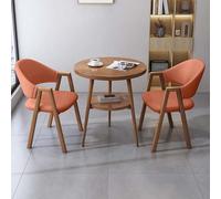 FAXJRU Juego De Mesa De Comedor Redonda con Sillas, Mesa Moderna Y 2 Sillas,Combinación De Mesa Recepción(Orange A,60cm/23.6in)