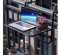 FAXJRU Mesa Colgante De Balcón, Plegable Colgante con Barandilla De Jardín, De Terraza, Folding Table Multifuncional para Desayunar Ajustable, Negro 60 x 40 cm