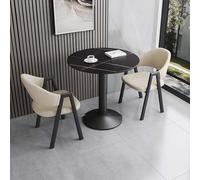 FAXJRU Mesa Redonda Comedor con 2 Sillas, Mesa De Moderna para Sala De Estar, Decoración De Balcón Pequeña(Beige,70CM/27.6IN)