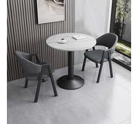 FAXJRU Mesa Redonda Comedor con 2 Sillas, Mesa De Moderna para Sala De Estar, Decoración De Balcón Pequeña(Gray,60CM/23.6IN)