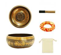 Fay Bless Juego de cuencos tibetanos - Cuenco de sonido de meditación martillado a mano con mazo, cojín y bolsa - para yoga, atención plena, terapia de sonido, alivio del estrés (8 cm)