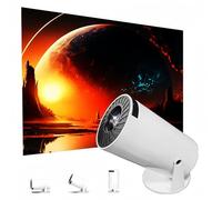 Fay Bless Mini proyector inteligente - Soporte 4K 1080P, corrección horizontal automática, pantalla giratoria de 180°, perfecto para noches de cine al aire libre, compatible con teléfonos (blanco)