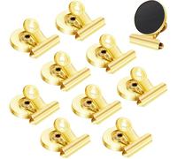 FAYAHAR 10 Piezas Clips Magnéticos, Clips de Imanes de Nevera, Clip Magnético de Metal, Imanes con Pinza Fuertes, para Oficina Escuela Pizarra Refrigerador Magnética, 31mm (Dorado)