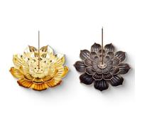 FAYAHAR 2 Piezas Quemador de Incienso, Soportes de Loto Portainciensos, 6 Hole de Loto de Palo Quemador de Incienso, Incensario para Meditación, Yoga y Decoración del Hogar