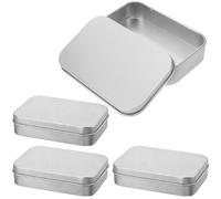 FAYAHAR 4 Piezas Mini Metálicos Rectangulares de Latas, 9,5 x 6,0 x 2 cm Rectangulares Vacías de Metal, Portátil Caja Metalica Pequeña con Tapa, para Bonbons, Clés, Boucles D'oreilles (Estilo 2)