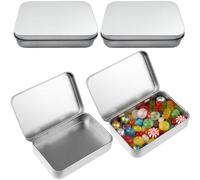 FAYAHAR 4 Piezas Mini Metálicos Rectangulares de Latas, 9,5 x 6,0 x 2 cm Rectangulares Vacías de Metal, Portátil Caja Metalica Pequeña con Tapa, para Bonbons, Clés, Boucles D'oreilles (Estilo 1)