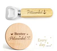 FAYAHAR Regalo Padrino, Abridor de Botellas con Posavasos y Tarjeta, Abrebotellas de Cerveza de Madera, Regalo para Padrinos para Bautismo Comunión Cumpleaños Navidad