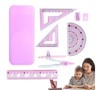 fayarrd Juego geométrico y transportador, juego transportador, juego de geometrías matemáticas, compás matemáticas Kit de geometría para principiantes con funciones, regla y más para uso escolar