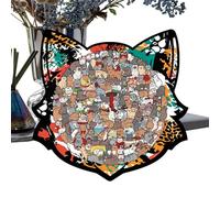 fayarrd Rompecabezas con representación de un gato | 135 piezas de madera de gatitos juguete - Puzzle de madera de gato, para niños, escuela, actividades familiares, día de Acción de Gracias, fiesta