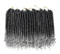 Fayasu spring Senegalese Twist Crochet Braids Curl End 12 inch Synthetic Twist Grey Crochet Hair For Black Women pro looped hair extensions 6 packs T1B/GREY
