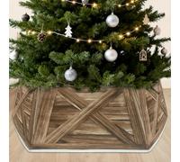Fayavoo Falda de Árbol de Navidad de 80cm, Collar de Árbol Hexagonal Grande Base de Árboles Plegable, Tela Rústica de Doble Cara Cubierta de Árboles de Navidad para Decoraciones Navideñas Festivas del